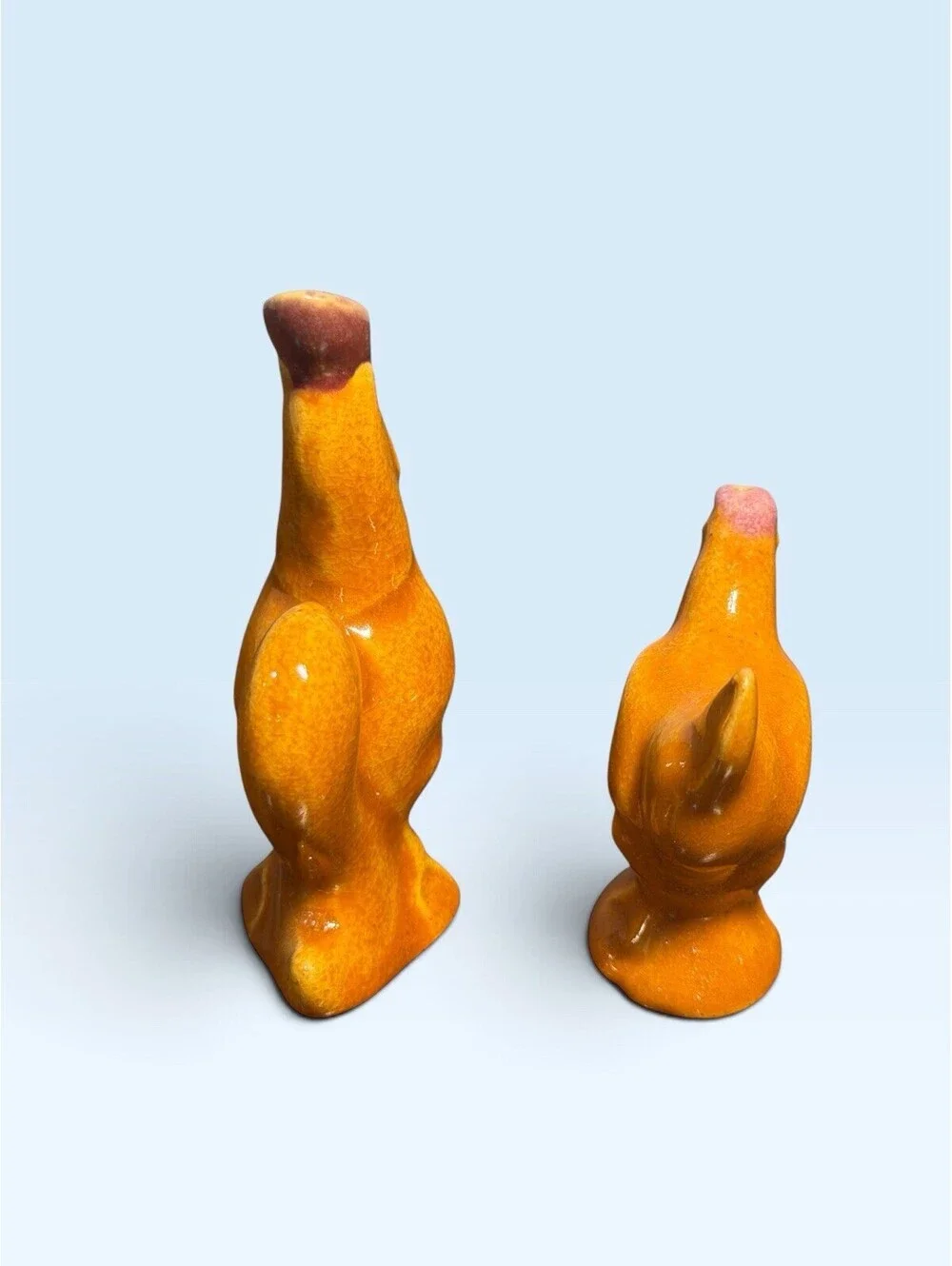 Vintage Rosemeade Dakota Pottery Brown Rooster Hen Salt & Pepper Shakers Label